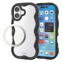 iPhone17 ケース ハイブリッド 衝撃吸収 磁気吸着対応メタルステッカー付 ブラック PM-A25AFCWAVEBK エレコム 1個（直送品）