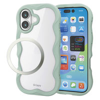 iPhone17 ケース ハイブリッド 衝撃吸収 磁気吸着対応メタルステッカー付 グリーン PM-A25AFCWAVEGN エレコム 1個（直送品）