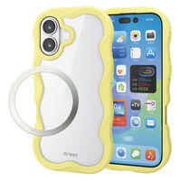 iPhone17 ケース ハイブリッド 衝撃吸収 磁気吸着対応メタルステッカー付 イエロー PM-A25AFCWAVEYE エレコム 1個（直送品）