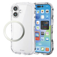 iPhone17 ケース ハイブリッド 磁気吸着対応メタルステッカー付 Grippy クリア PM-A25AGRPACR エレコム 1個（直送品）