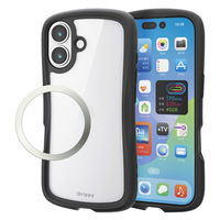 iPhone17 ケース ハイブリッド 磁気吸着対応メタルステッカー付 GrippyPM-A25AGRPFCBK エレコム 1個（直送品）