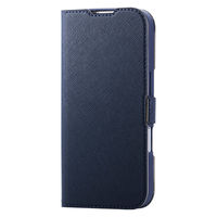 iPhone17 ケース レザー 手帳型 マグネット 衝撃吸収 花柄 ネイビー PM-A25APLFUJNV エレコム 1個（直送品）