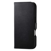 iPhone17 ケース 手帳型 マグネット フラップ 衝撃吸収 スタンド機能付 ブラック PM-A25APLFUSBK エレコム 1個（直送品）