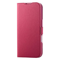 iPhone17 ケース レザー 手帳型 マグネット 衝撃吸収 花柄 ディープピンク PM-A25APLFUJPND エレコム 1個（直送品）