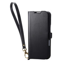 iPhone17 ケース レザー 手帳型 マグネット ハンドストラップ付 ブラック PM-A25APLFY4BK エレコム 1個（直送品）