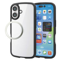 iPhone17 ケース ハイブリッド 衝撃吸収 軽量 薄型 背面ガラス ブラック PM-A25ATSLFCGBK エレコム 1個（直送品）