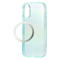 iPhone17 ケース ソフト 磁気吸着対応メタルステッカー付 オーロラデザイン ブルー PM-A25AUCABU エレコム 1個（直送品）