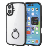 iPhone17 ケース ハイブリッド 衝撃吸収 軽量 薄型 リング付 ブラック PM-A25ATSLFCRBK エレコム 1個（直送品）