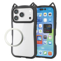 iPhone17 Pro ケース ハイブリッド 衝撃吸収 猫耳デザイン ナイトキャット PM-A25CFCCATBK エレコム 1個（直送品）