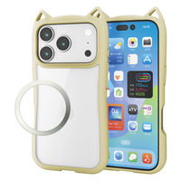 iPhone17 Pro ケース ハイブリッド 衝撃吸収 猫耳デザイン キナコ PM-A25CFCCATBE エレコム 1個（直送品）