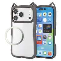 iPhone17 Pro ケース ハイブリッド 衝撃吸収 猫耳デザイン スモーキー PM-A25CFCCATCH エレコム 1個（直送品）