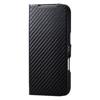 iPhone17 Pro ケース レザー 手帳型 マグネット 超軽量 カーボンブラック PM-A25CPLFUCB エレコム 1個（直送品）