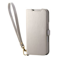 iPhone17 Pro ケース レザー 手帳型 ハンドストラップ付 グレージュ PM-A25CPLFY4GB エレコム 1個（直送品）