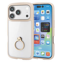 iPhone17 Pro ケース ハイブリッド 衝撃吸収 軽量 薄型 リング付 ベージュ PM-A25CTSLFCRBE エレコム 1個（直送品）