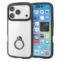 iPhone17 Pro ケース ハイブリッド 衝撃吸収 軽量 薄型 リング付 ブラック PM-A25CTSLFCRBK エレコム 1個（直送品）