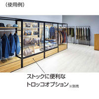 ストア・エキスプレス ラテラルショーケース黒W120×H150【ラスティックパネル×木目スチール棚2段 2025-2110 1セット（直送品）