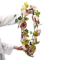 ストア・エキスプレス キャベッジローズガーランド(造花)140cm モーヴ 28681-224 1本 57-12-8-2（直送品）