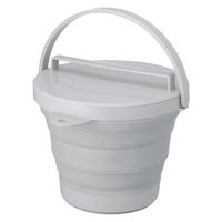 おりたためるバケツ8L 蓋付き グレー 1セット（1個×2） 伊勢藤
