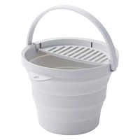 おりたためるバケツ8L ちょい置きトレー付 グレー 1セット（1個×2） 伊勢藤