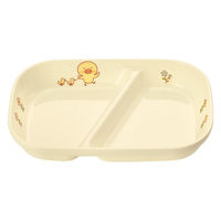 ひよこぐみ 角二つ仕切皿大 ホワイト 180×120×32mm J32HI 1セット（1枚×5）メラミン食器 食洗機可 日本製