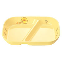 ひよこぐみ 角二つ仕切皿大 イエロー 180×120×32mm J32HIY 1セット（1枚×5）メラミン食器 食洗機可 日本製