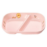 ひよこぐみ 角二つ仕切皿大 ピンク 180×120×32mm J32HIP 1セット（1枚×5）メラミン食器 食洗機可 日本製