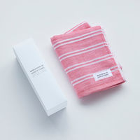 MARUSHIN by SHINTO TOWEL シマ シングル・レッド フェイス/箱 フェイスタオル