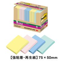 スリーエム（3M） ポストイット ポップアップふせん 付箋 強粘着・再生紙 詰替用 75×50mm パステルカラー4色 1箱（10冊）×5