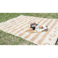 キーストーン ピクニックシート ボーダー 136×180cm コットン ベージュ 406651 1個（直送品）