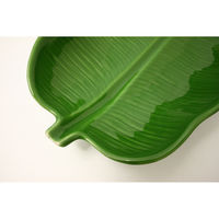 トモ・コーポレーション トレー 36cm バナナリーフ ストーンウェア グリーン 408186 1個（直送品）