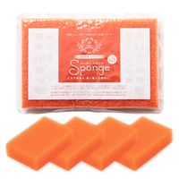 サンサンスポンジ 圧縮 ソフトタイプ 4個セット オレンジレッド 1パック ダイニチ・コーポレーション