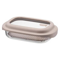 耐熱ガラス製 保存容器 1.6L ベージュ LNG483 1セット（1個×3）電子レンジ・オーブン・食洗機対応 LIV PLUS