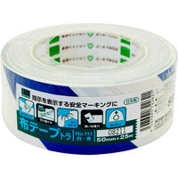 布テープ 幅50mm×長さ25m 白/青 No.111トラ オカモト 1巻