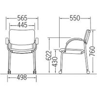 【軒先渡し】サンケイ CM350 ミィーティングチェア キャスター脚 肘付 レザー張り CM351-MXC Ｎアイボリー 1セット(2脚入)（直送品）