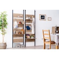 アイリスオーヤマ ウッドウォールラック　ハーフ棚板付き　WLR-HT62　アッシュブラウン WLR-HT62 1台