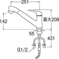SANEI シングルワンホールスプレー混合栓 K87120JK-U-13 1個（直送品）