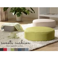 セルタン カバーが洗える 低反発ラウンドクッション 480×480mm ダリアンライトブルー A366t-605LBL 1台（直送品）