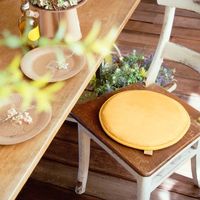 オカトー チェアパッド 座布団 クッション 低反発 丸型 35cm イエロー 4905016006946 1個（直送品）