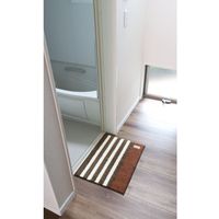 オカトー バスマット ふわモコバスマット 45×60cm ブラウンボーダー 4905016009824 1個