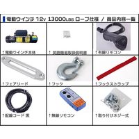 ワールドコンセプトパートナーズ DC12V 電動ウィンチ5910kg リモコン付 246327-01 1台（直送品）