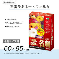 アスカ ラミネーター専用フィルム 名刺 100ミクロン 100枚入り F1022 1箱
