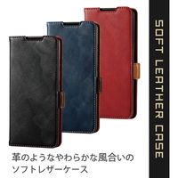 Galaxy A52 5G ケース 手帳型 レザー ステッチ フラップ マグネット ブラック PM-G214PLFYBK エレコム 1個（直送品）