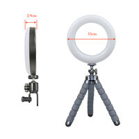 自撮りライト 6インチLEDリングライト USB接続/3色光/10段階調光/VV-LED-6 1個 Vodaview