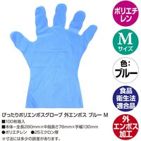 フジリンクス ぴったりポリエンボスグローブ　外エンボス　ブルー　M 32-5715 1セット(100枚×60箱 合計6000枚入)（直送品）