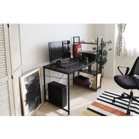 【軒先渡し】ヤマソロ デスク 大理石柄 オーア 棚付 幅1200×奥行640×高さ1220mm  ブラック 82-696 1台（直送品）