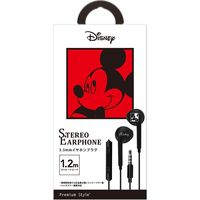 PGA ステレオイヤホン 3.5mm イヤホンプラグ [ミッキーマウス/ブラック] PG-DSHE01MKY 1本（直送品）