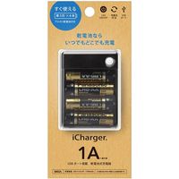 PGA USBポート搭載 乾電池交換式充電器 出力1A ブラック PG-JUK1U1BK 1個（直送品）