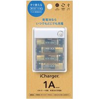 PGA USBポート搭載 乾電池交換式充電器 出力1A ホワイト PG-JUK1U2WH 1個（直送品）