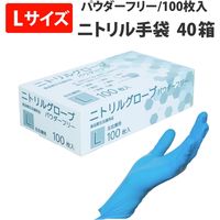 [40箱セット] ニトリルグローブ パウダーフリー (Lサイズ) 100枚入/箱 食品衛生法適合品 ラテックス不使用 衛生用 作業用（直送品）