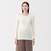 無印良品 レディース 婦人 あったか綿 クルーネック長袖Ｔシャツ 婦人Ｍ オフ白 良品計画